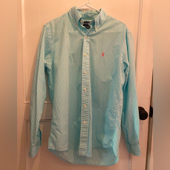 Ralph Lauren Other - Ralph Lauren Men's Aqua Checkered Button-Down Shirt